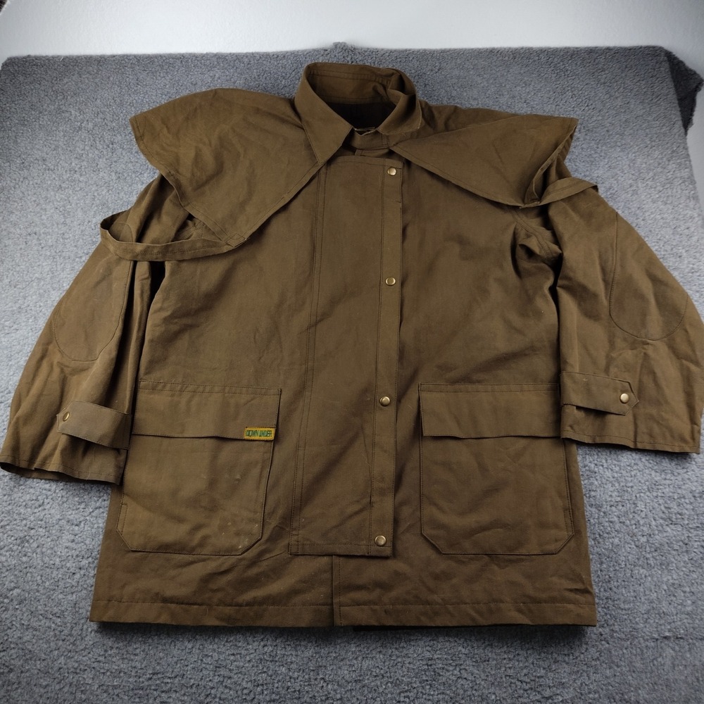 Down Under Outback Oilskin Drover Coat Brown Duster Mens Large